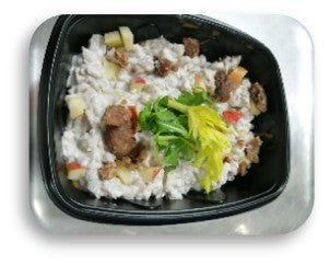 Risotto au céleri, pommes et marrons